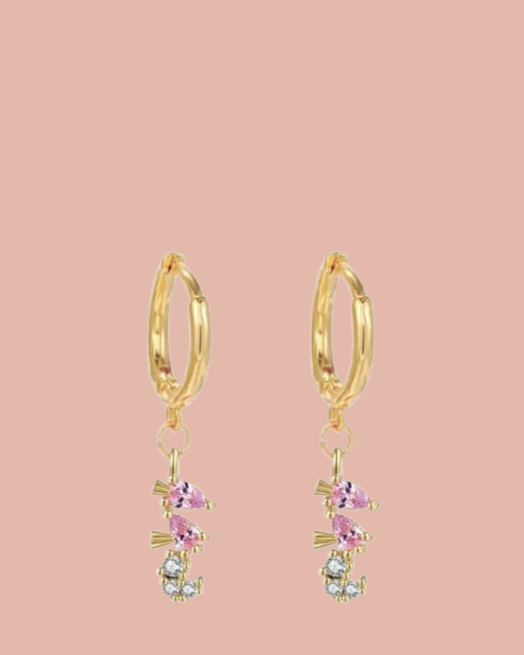 Oorbellen | Rosies | Zeepaardjes | Roze / Goud
