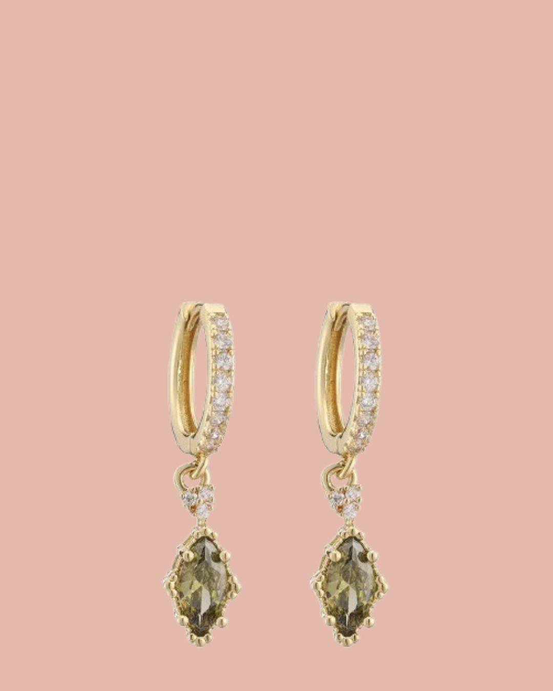 Oorbellen | Rosies | Sophia | Olijfgroen / Goud