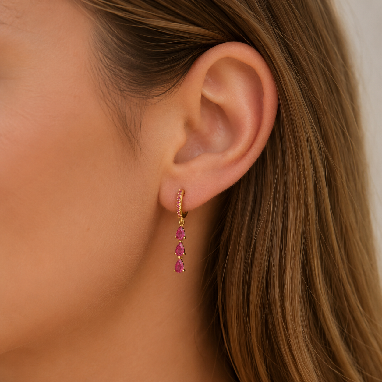 Oorbellen | Rosies | Marisol | Fuchsia / Goud