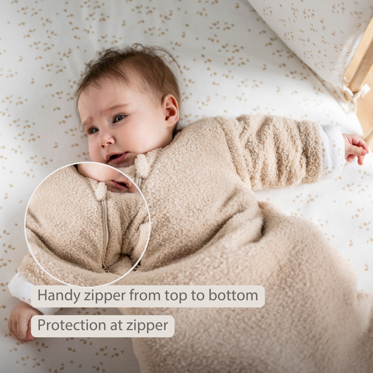 TEDDY Sleeping Bag Teddy Beige 70 cm – Detachable Sleeves – TOG 2.5 – Soft Baby Sleeping Bag: TEDDY / Pink / 70 cm
