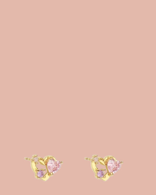 Studs | Rosies | Stralend Hart | Roze / Goud