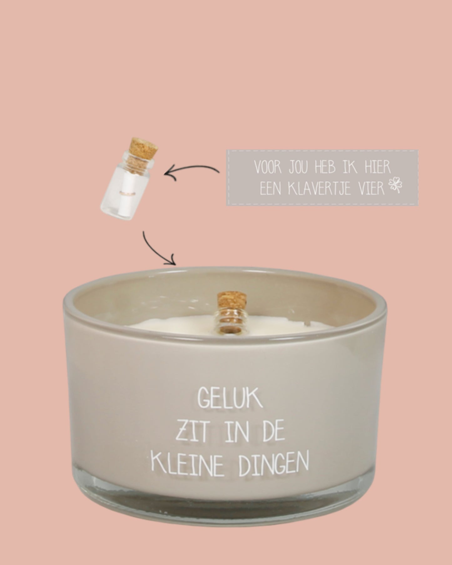Flessenpost kaars | Geluk Zit In De Kleine Dingen