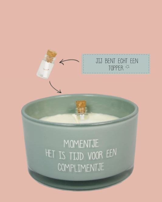 Flessenpost Kaars | Momentje, Het Is Tijd Voor Een Complimentje