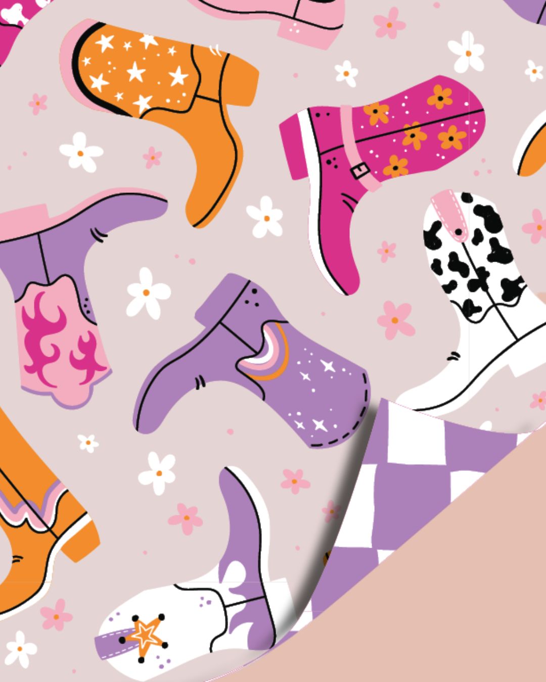 Dubbelzijdig Inpakpapier | Cowboy Boots | 70cm x 2m