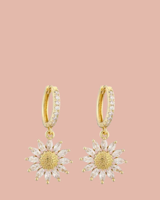 Oorbellen | Rosies | Bloem | Wit / Goud