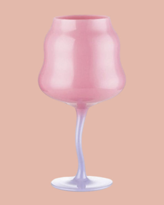 Retro Cristal Wijnglas | Roze