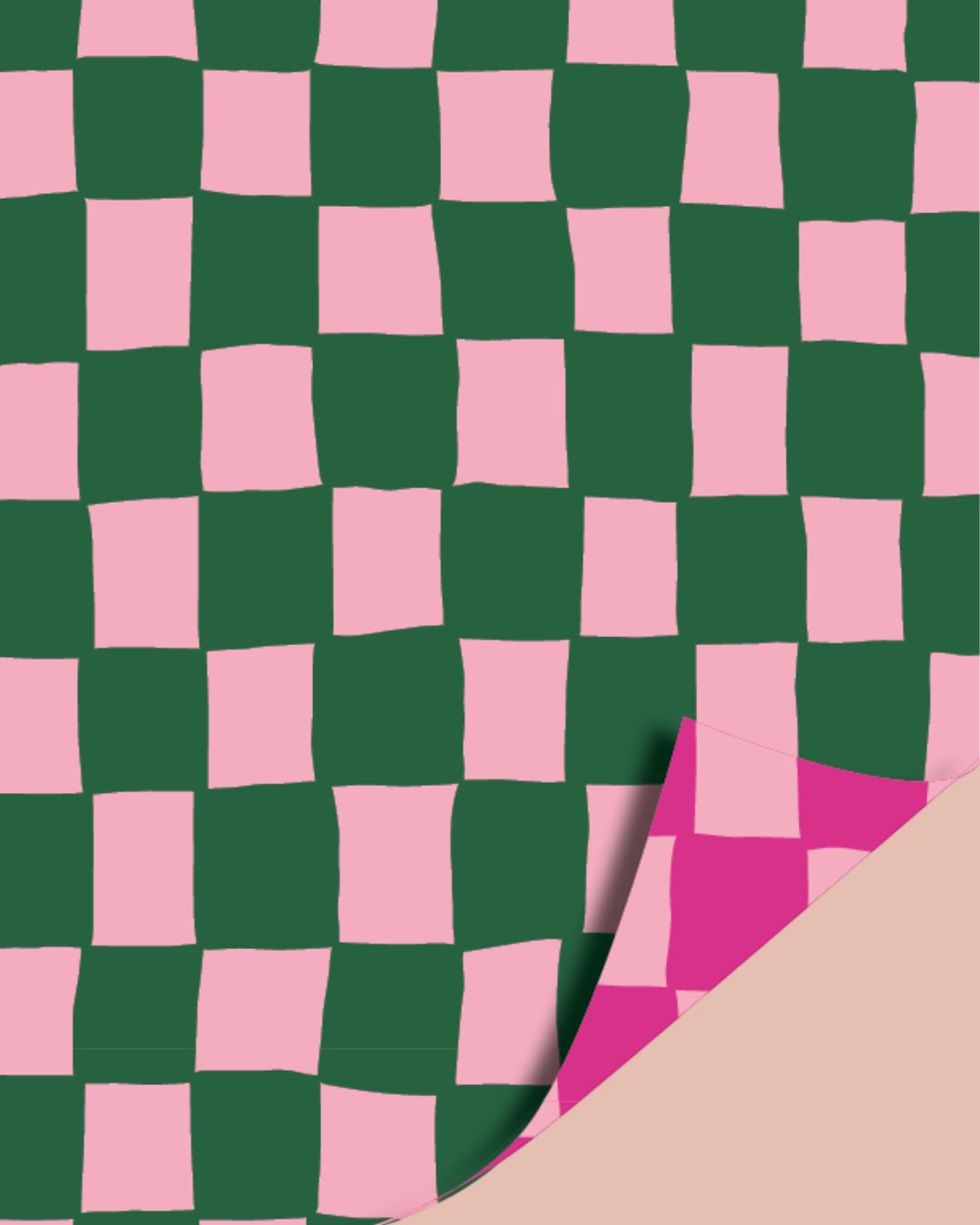 Dubbelzijdig Inpakpapier | Geblokt | Roze/Groen