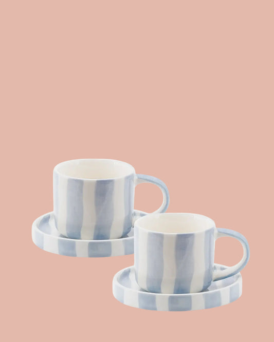 PRE-ORDER | Espresso Gestreept | Blauw\wit | 4-delige set
