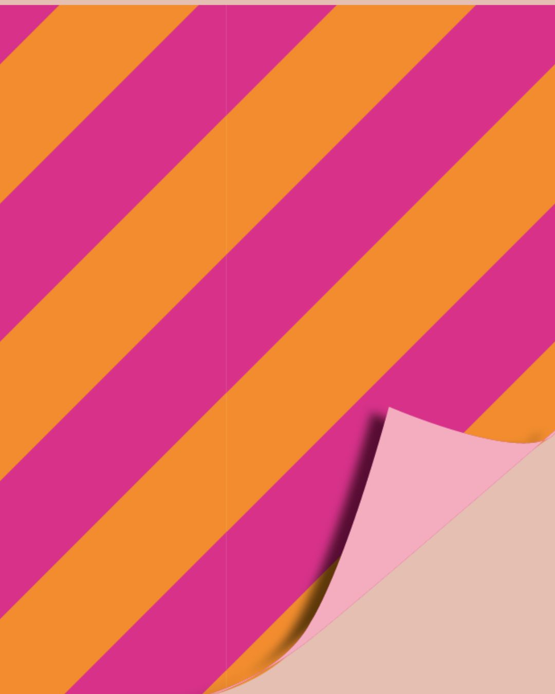 Dubbelzijdig Inpakpapier | Roos\Oranje Gestreept | 70cm x 2m