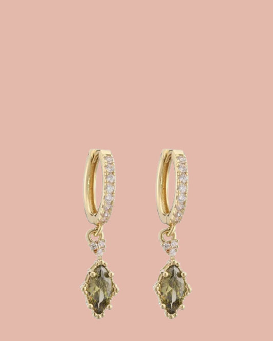 Oorbellen | Rosies | Sophia | Olijfgroen / Goud