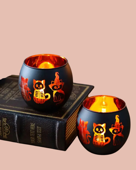 Sfeerlichthouder | Halloween Katten | 1 Stuk