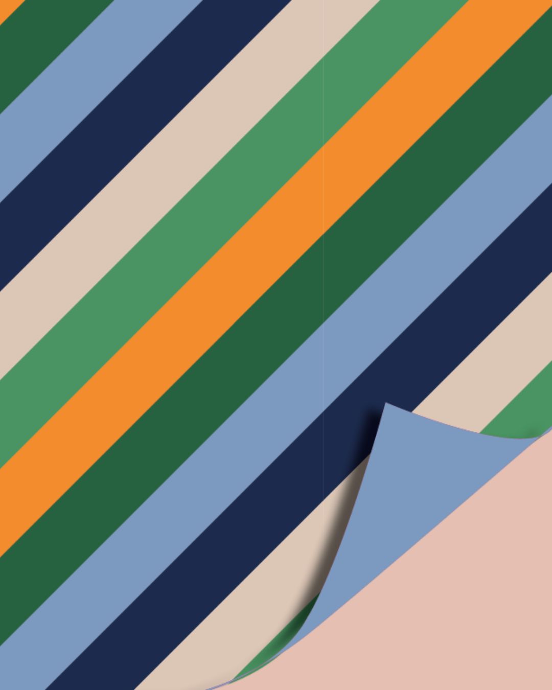 Dubbelzijdig Inpakpapier | Gestreept | 70cm x 2m