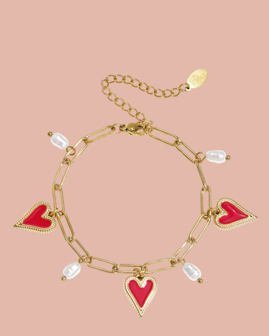 Armband Met Parels En Hartjes