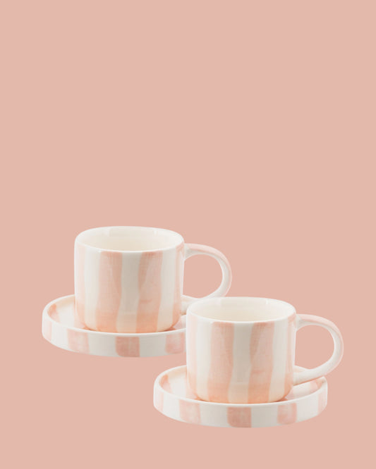 PRE-ORDER | Espresso Gestreept | Blauw\wit | 4-delige set