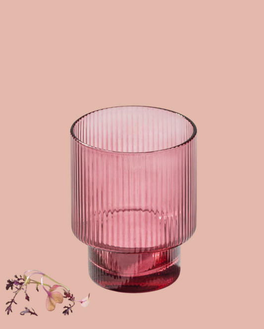 Drinkglas Geribbeld Roze