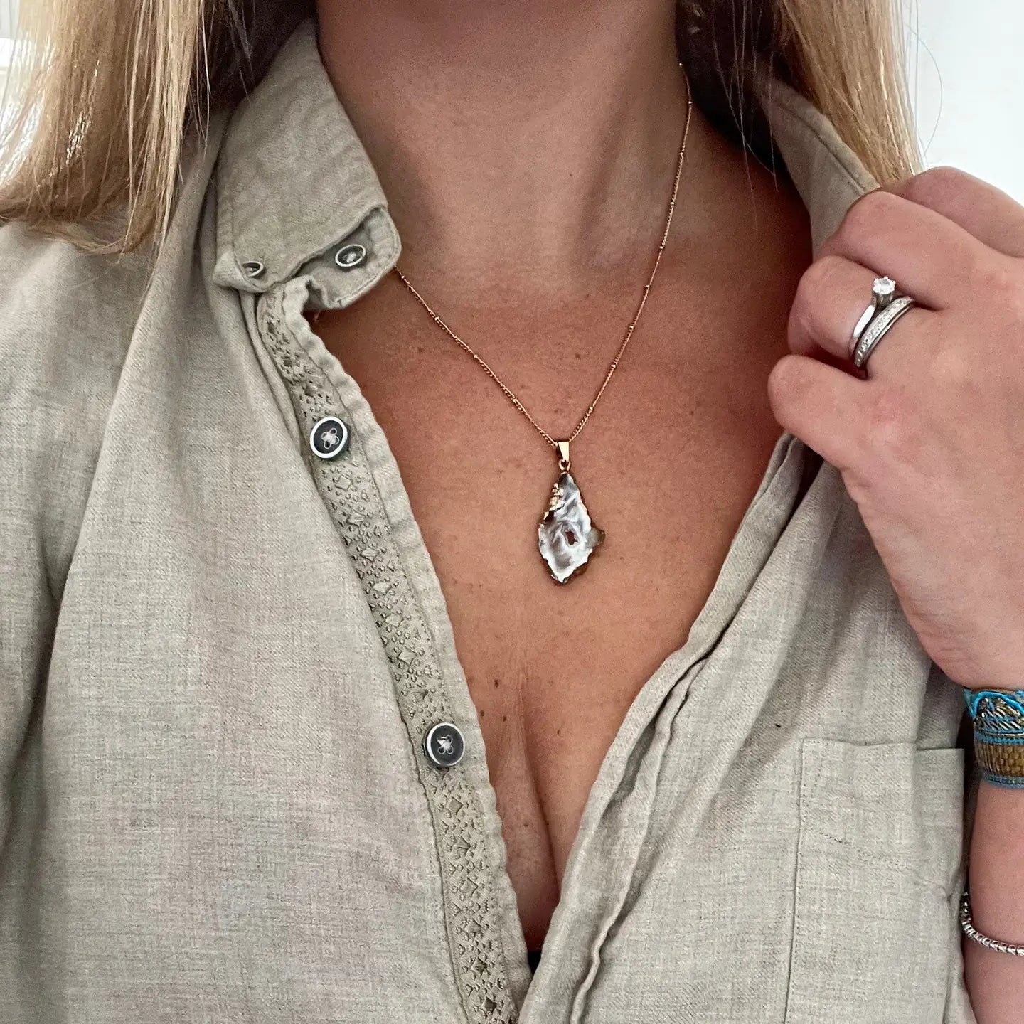 Ketting | Agaten Geode | Voor Balans & Focus