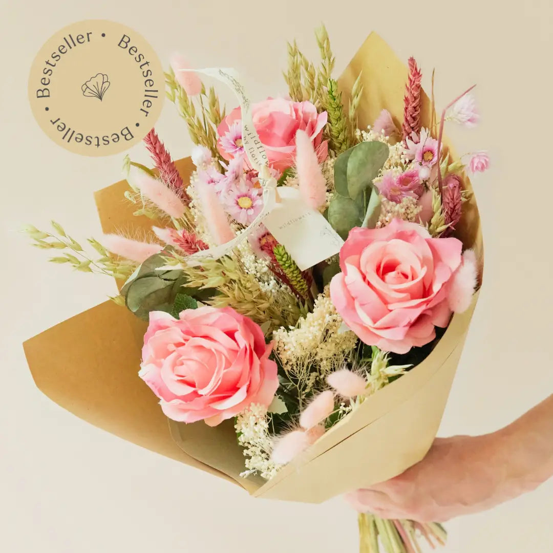 Romantisch Boeket Met Gedroogde & Kunstbloemen | Boeket | Roos | Groot
