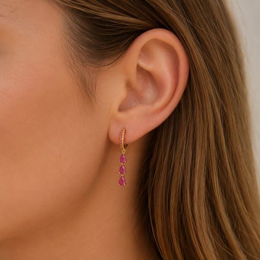 Oorbellen | Rosies | Marisol | Fuchsia / Goud
