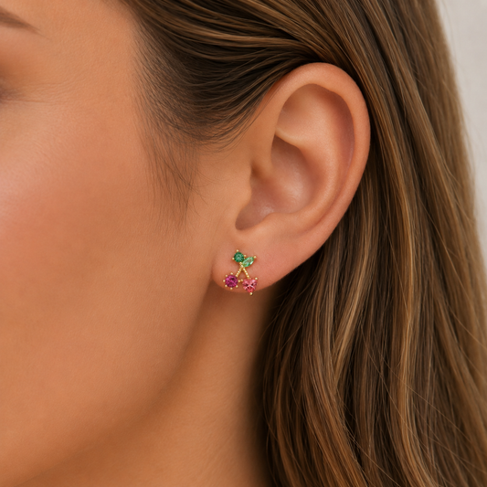 Studs | Rosies | Kersen | Roze / Goud