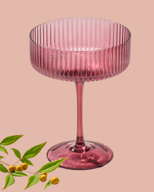 Coupe Champagne Geribbeld Roze
