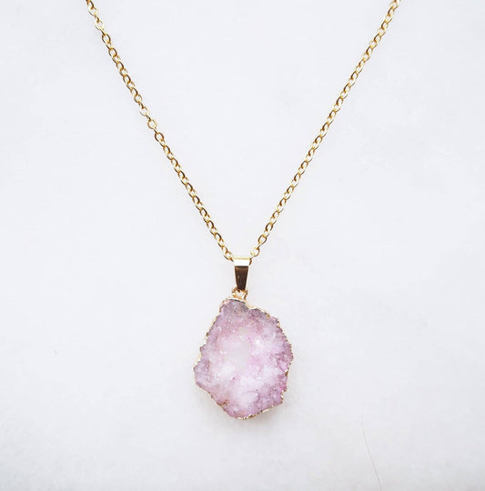 Roze Druzy Sprinkle Ketting voor Vreugde & Positiviteit