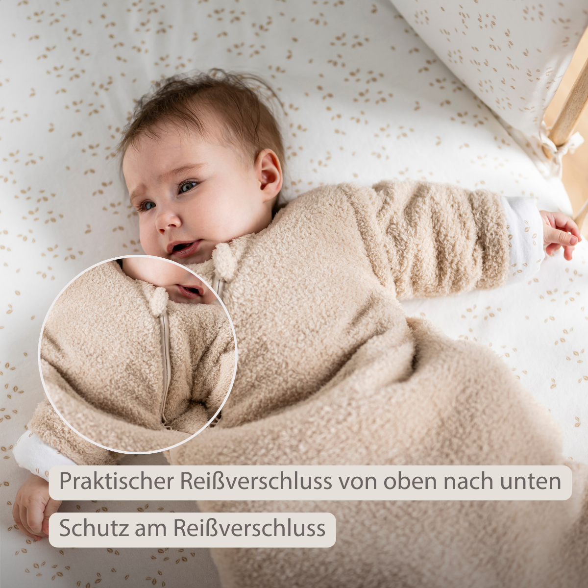 TEDDY Sleeping Bag Teddy Beige 70 cm – Detachable Sleeves – TOG 2.5 – Soft Baby Sleeping Bag: TEDDY / Pink / 70 cm