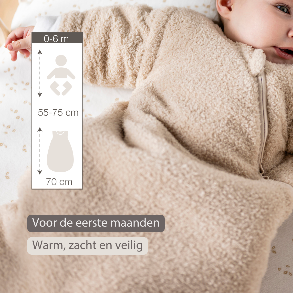 TEDDY Sleeping Bag Teddy Beige 70 cm – Detachable Sleeves – TOG 2.5 – Soft Baby Sleeping Bag: TEDDY / Pink / 70 cm
