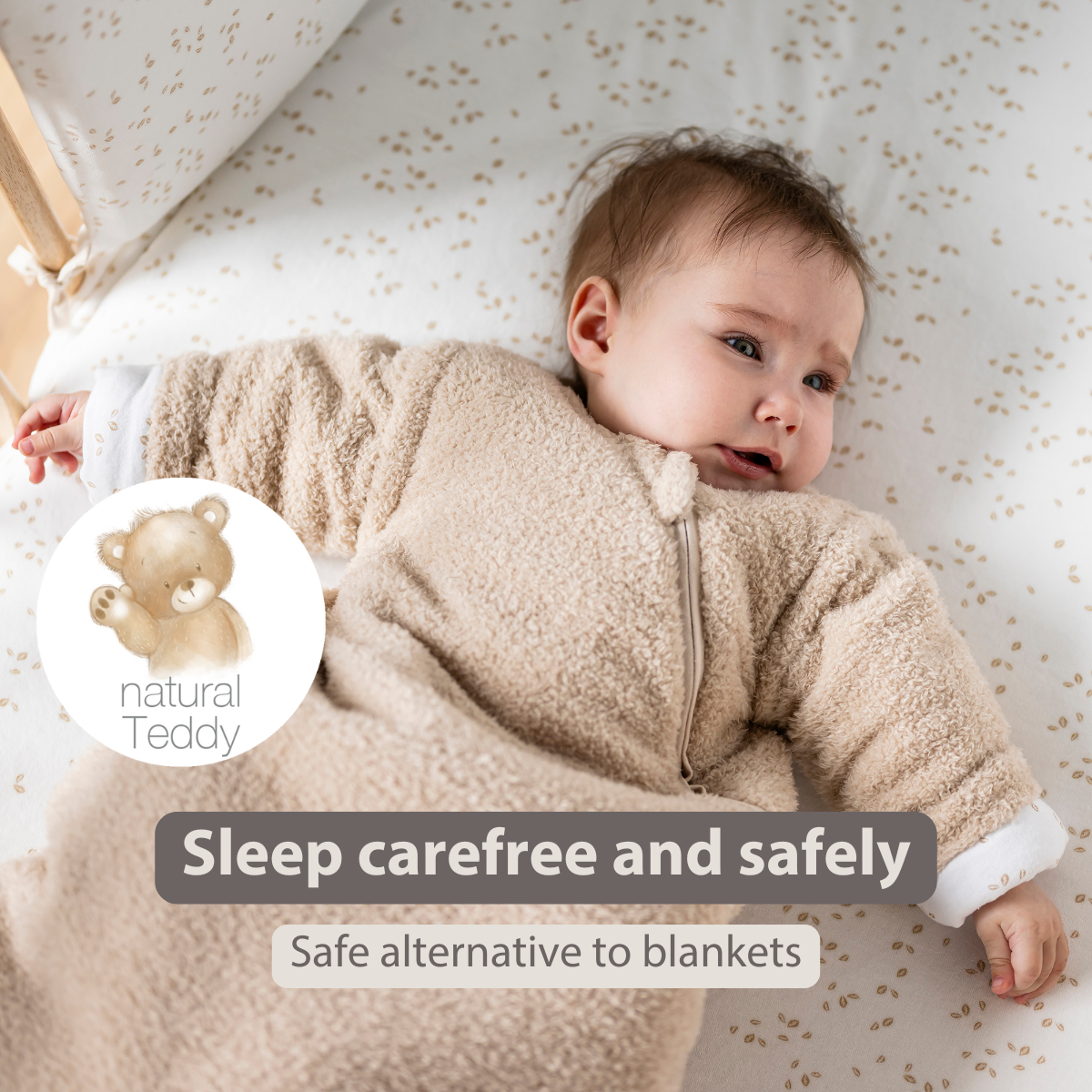 TEDDY Sleeping Bag Teddy Beige 70 cm – Detachable Sleeves – TOG 2.5 – Soft Baby Sleeping Bag: TEDDY / Pink / 70 cm