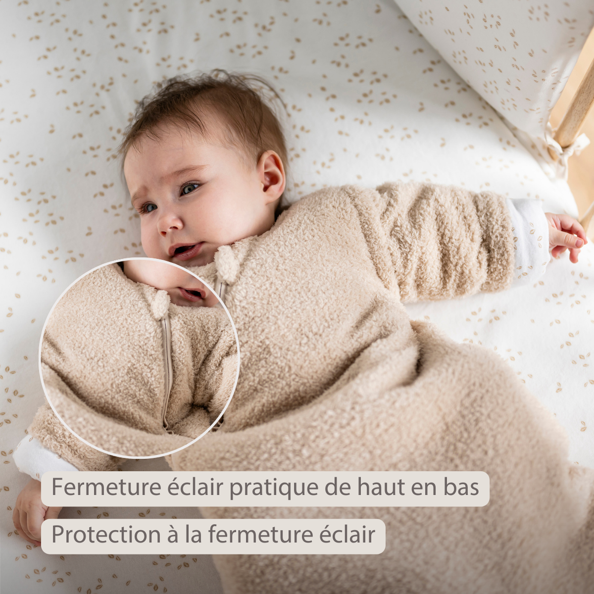 TEDDY Sleeping Bag Teddy Beige 70 cm – Detachable Sleeves – TOG 2.5 – Soft Baby Sleeping Bag: TEDDY / Pink / 70 cm